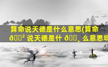 算命说天德是什么意思(算命 🌲 说天德是什 🕸 么意思呀)